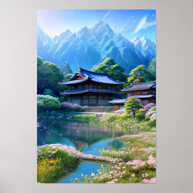 Póster Casas a orillas del río Calm (Frente)