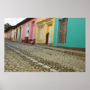 Póster Casas alinean la calle, Cuba