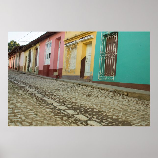 Póster Casas alinean la calle, Cuba (Frente)