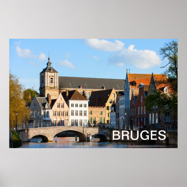 Póster Casas antiguas de Brujas, Bélgica (Frente)