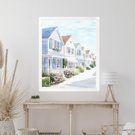 Póster Casas artesanales costeras de verano Pastel