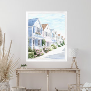Póster Casas artesanales costeras de verano Pastel