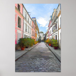 Póster Casas coloreadas en Rue Cremieux - París