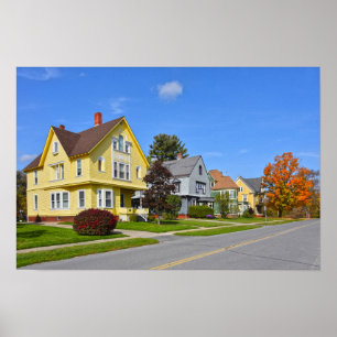 Póster Casas Coloridas de Estilo Queen Anne Revival, Verm