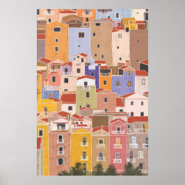 Póster Casas coloridas de Italia