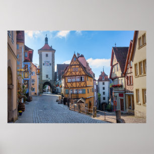 Póster Casas coloridas en Rothenburg, Alemania