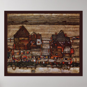 Póster Casas con Ropa Tendida por Egon Schiele