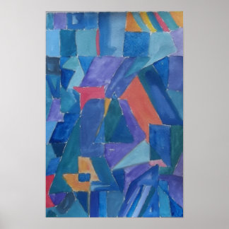 Póster Casas cubistas de Canossa en colinas azules de Que