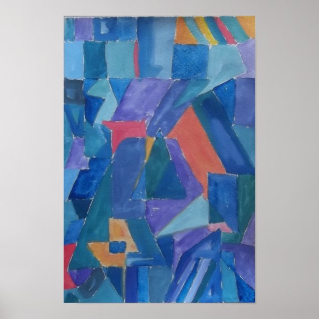 Póster Casas cubistas de Canossa en colinas azules de Que (Frente)