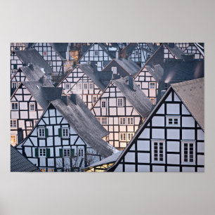 Póster Casas de entramado de madera en Freudenberg, Alema