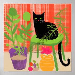 Póster Casas de gato negro