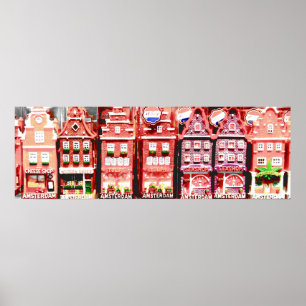 Póster Casas de la miniatura de Amsterdam