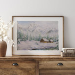 Póster Casas de madera acuática y pino en nieve<br><div class="desc">Casas de Madera de Acuarela y Árbol de Pino en Poster de Nieve.</div>