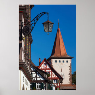 Póster Casas de media madera en la ciudad