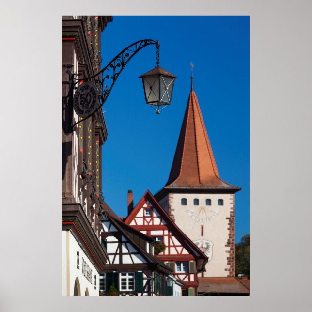 Póster Casas de media madera en la ciudad (Frente)