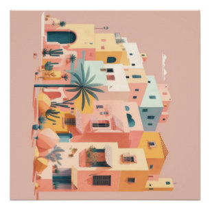 Póster Casas de paisajes urbanos