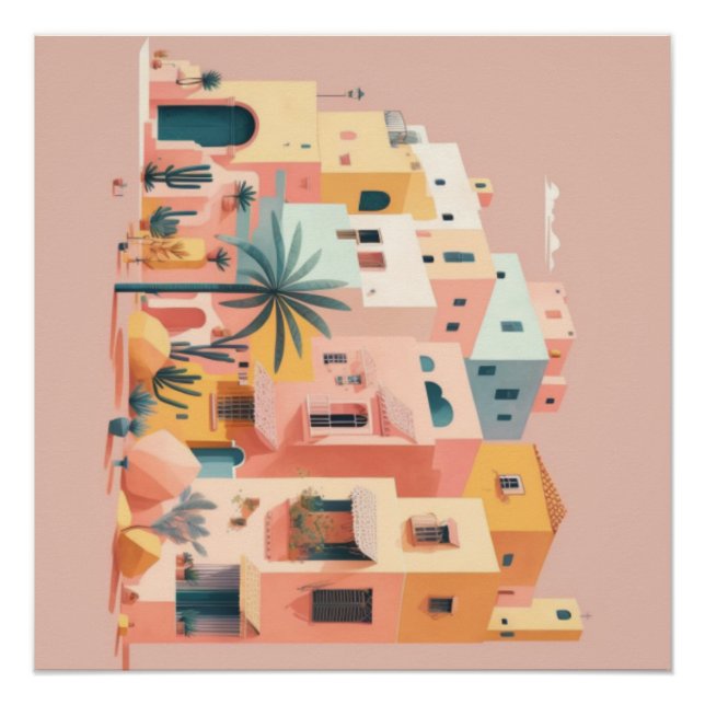 Póster Casas de paisajes urbanos (Anverso)