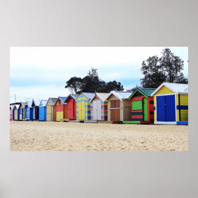Póster Casas de Playa | Brighton Beach, Melbourne (Frente)