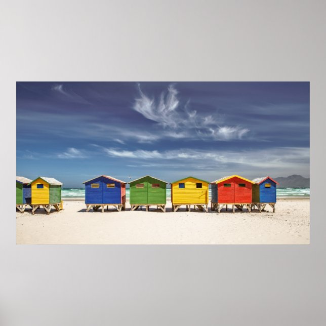 Póster Casas de playa coloridas | Muizenberg, Sudáfrica (Frente)