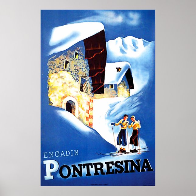 Póster Casas de Pontresina, Suiza (Frente)