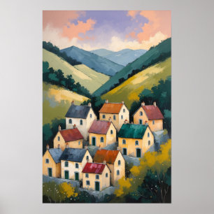 Póster Casas de pueblo encantadoras en un paisaje de coli