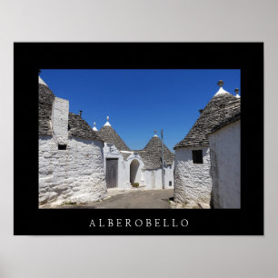 Póster Casas de Trulli en Alberobello, poster negro de