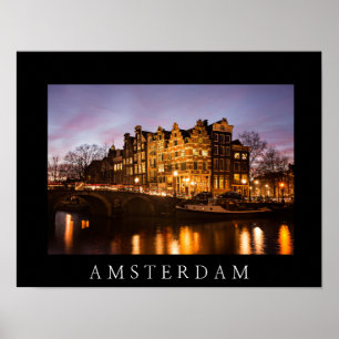 Póster Casas del canal de Amsterdam en el poster del