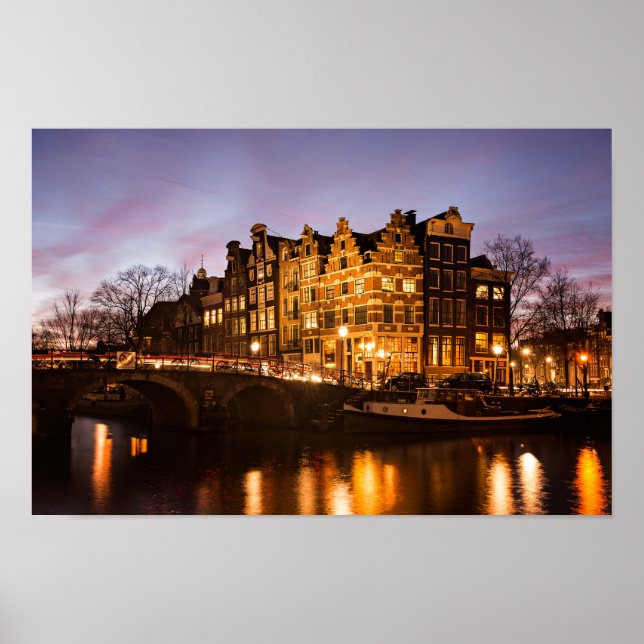 Póster Casas del canal de Ámsterdam en el poster del atar (Frente)