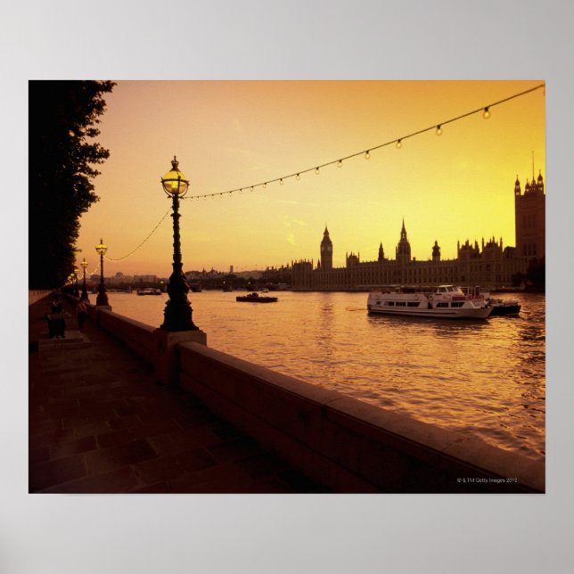 Póster Casas del Parlamento al atardecer (Frente)