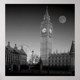 Póster Casas del Parlamento bw