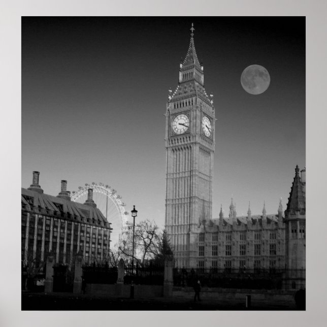 Póster Casas del Parlamento bw (Frente)