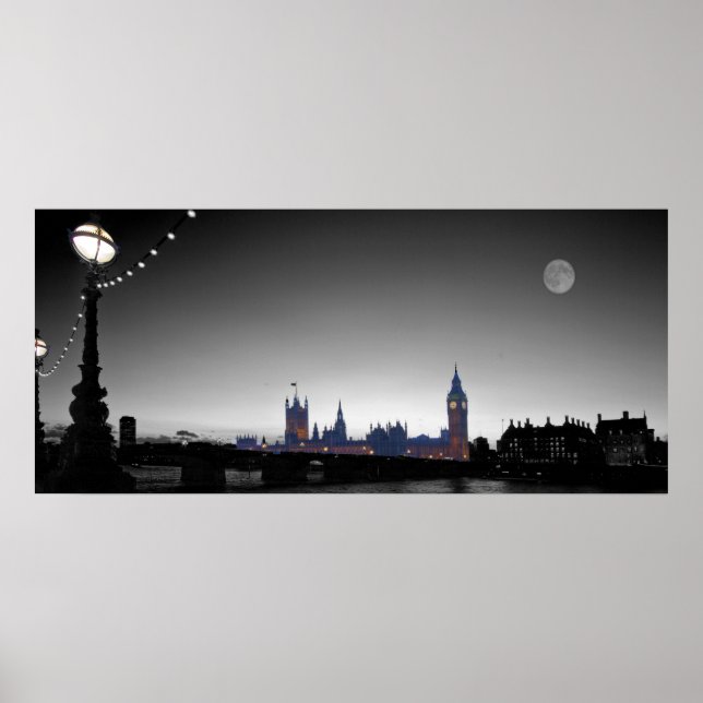 Póster Casas del Parlamento bw (Frente)