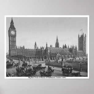 Póster Casas del Parlamento c1895, Londres Antiguo