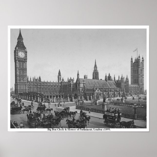 Póster Casas Del Parlamento c1895, Londres Vintage (Frente)