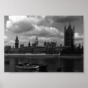 Póster Casas del parlamento de Londres Inglaterra vintage