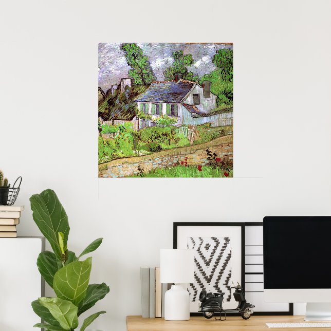 Póster Casas en Auvers de Vincent van Gogh (Oficina en casa)