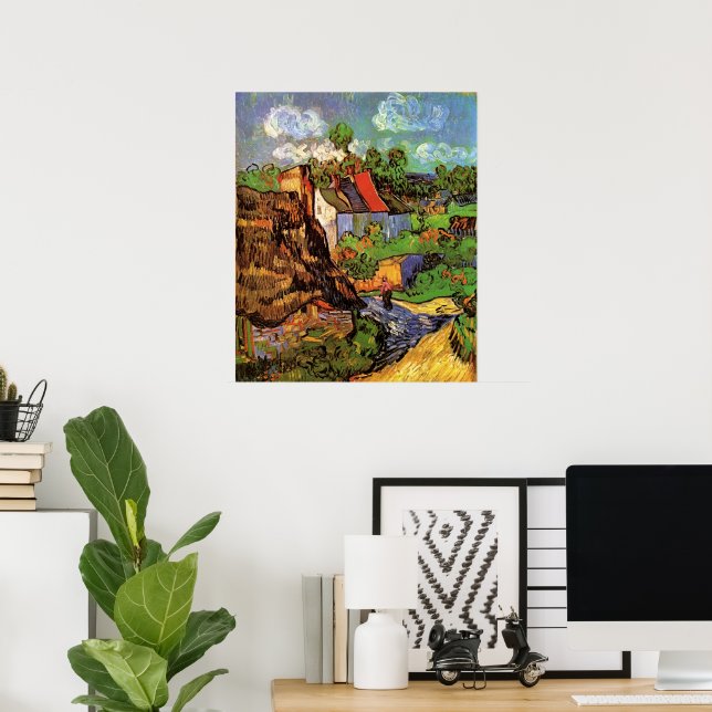 Póster Casas en Auvers de Vincent van Gogh (Oficina en casa)