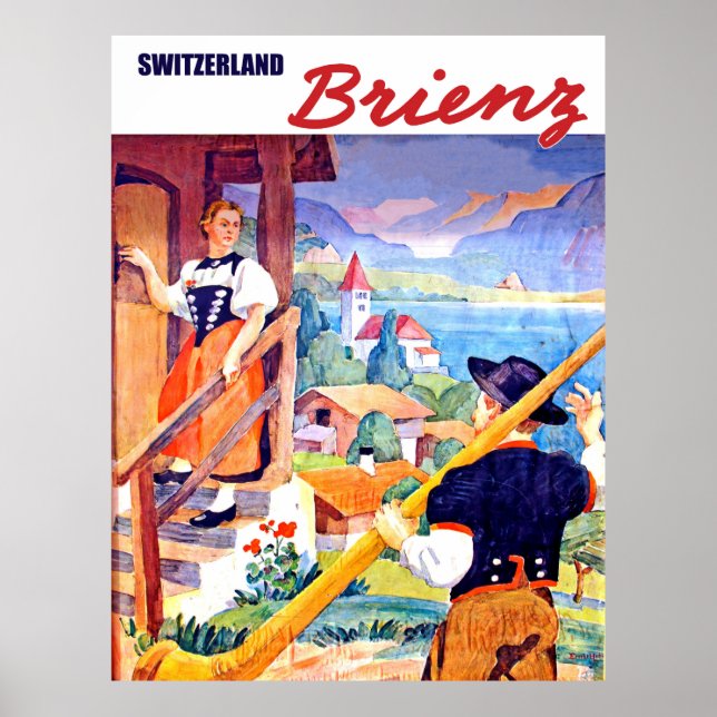 Póster Casas en Brienz, Suiza (Frente)