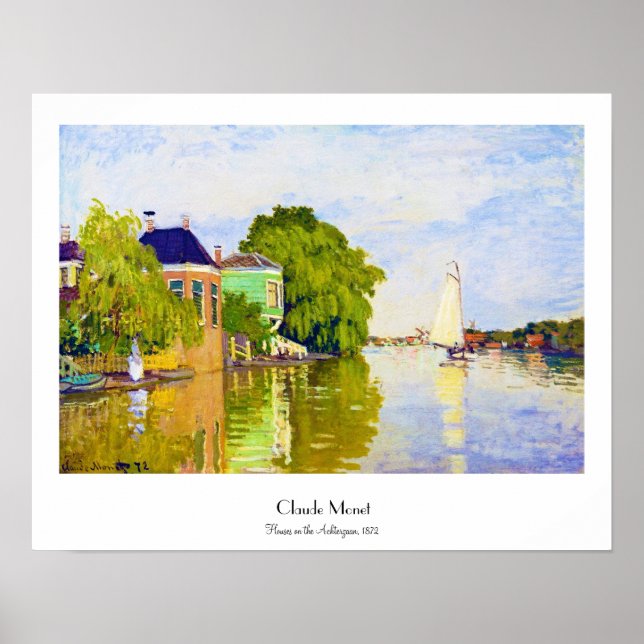 Póster Casas en el Achterzaan, 1872 Claude Monet (Frente)