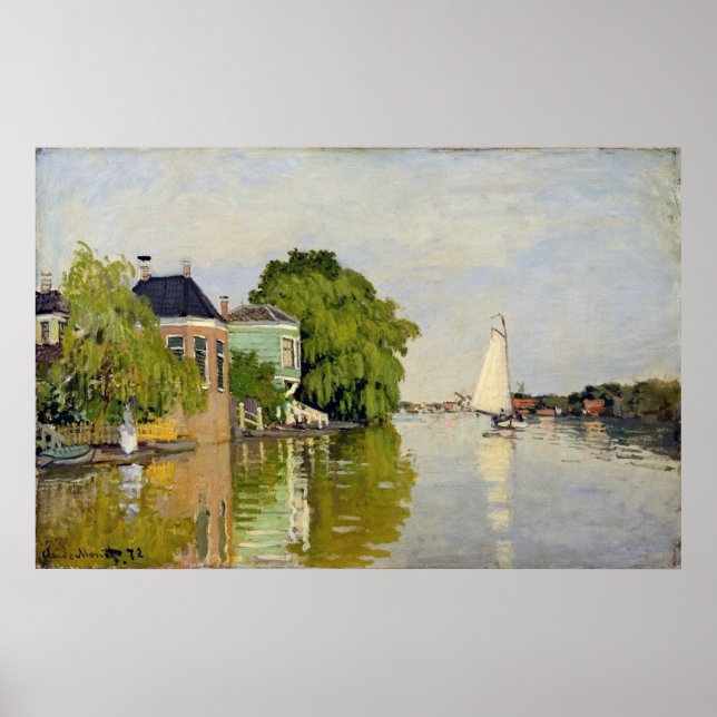 Póster Casas en el Achterzaan - Claude Monet (Frente)