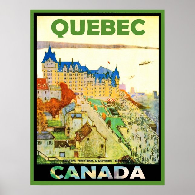 Póster Casas en Quebec, Canadá, viajes vintage (Frente)