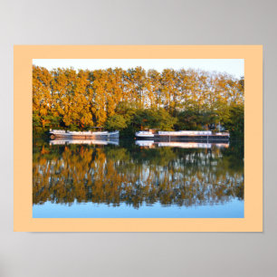 Póster Casas flotantes en el río Rhone, Francia
