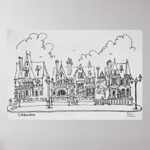 Póster Casas francesas, Cobourg   Normandía, Francia
