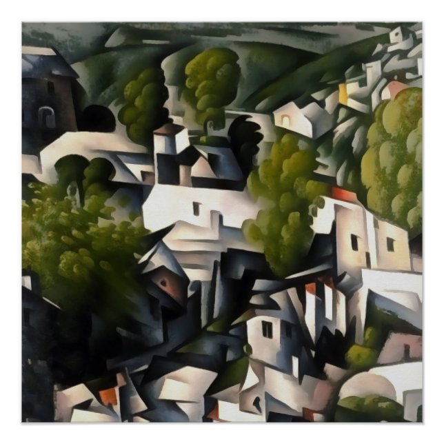 Póster Casas griegas de la aldea Kayakoy Resumen de arte (Anverso)