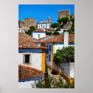 Póster Casas Tradicionales de Tejado Rojo Portugal