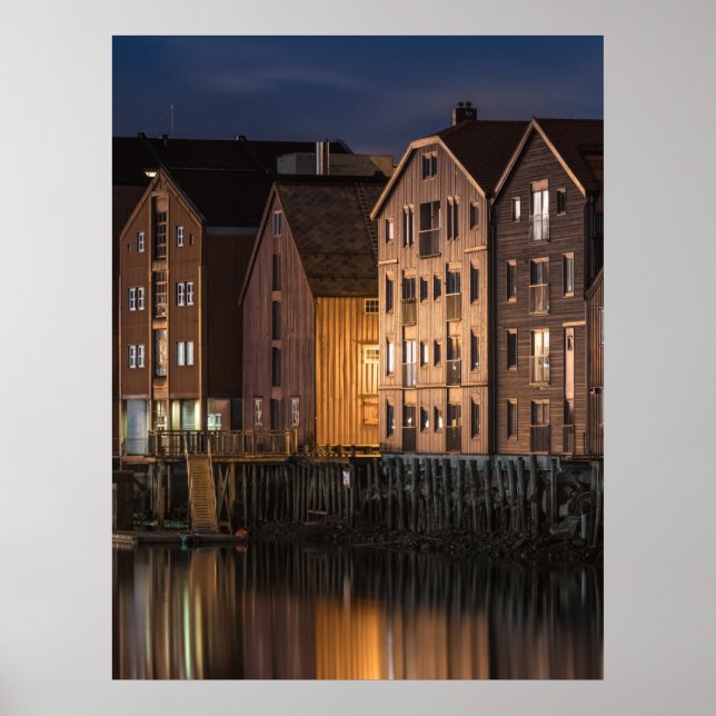 Póster Casas Trondheim de Noruega (Frente)