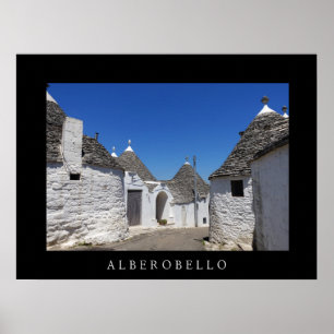 Póster Casas Trulli en Alberobello, poster negro de Pugli