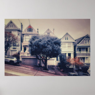 Póster Casas Victorianas en la Colina San Francisco