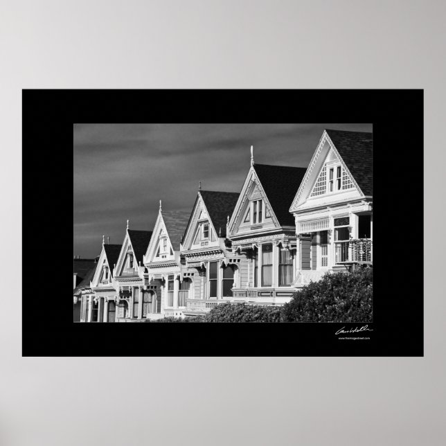 Póster Casas victorianas en Steiner Street, Plaza Álamo, (Frente)