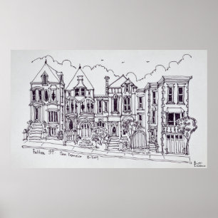 Póster Casas victorianas San Francisco, California
